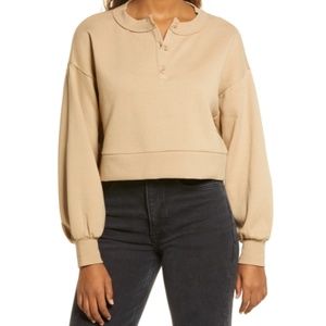 NWT  Bp. Oversize Crop Henley in Beige